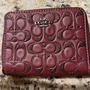 New - with out tags- Maroon/glitter Coach zipper wallet